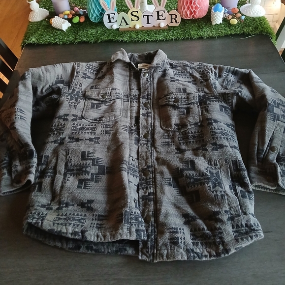 Ariat Mens Gray Patterned Button-Up Jacket Like New Size L - Picture 2 of 5